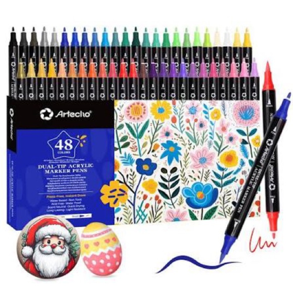 Artecho Dual-Tip Acrylic Paint Marker Pens 48 Pack